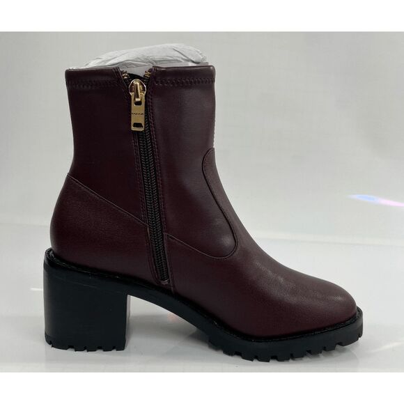 COACH Women's Joy Lug Sole Boots - Dark Cranberry 5.5B - Picture 2 of 8